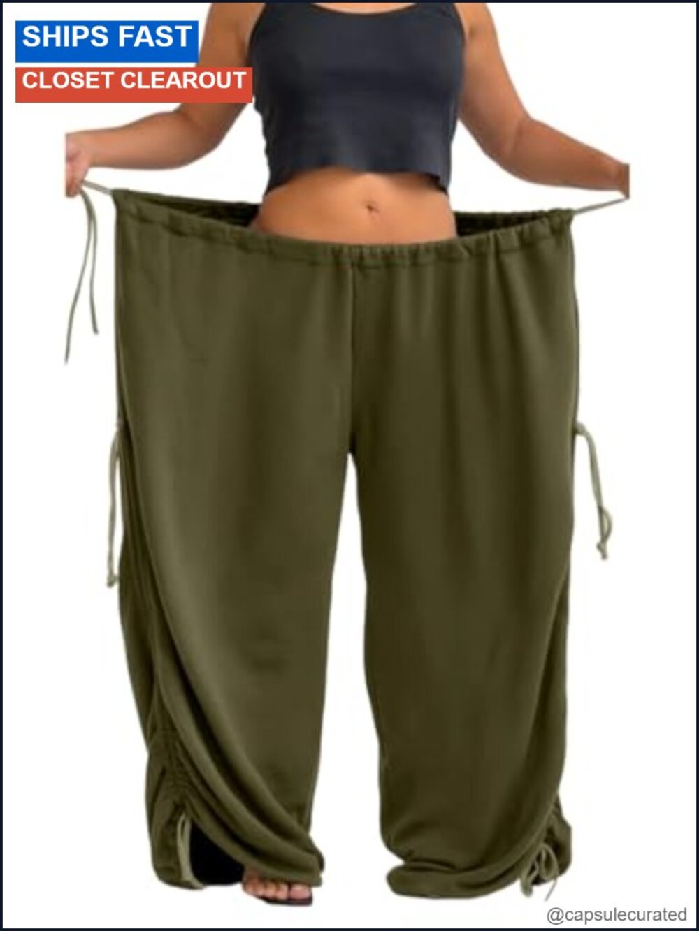 Baggy Wide Leg Sweatpants for Women Y2K High Rise Drawstring Plus Size Harem